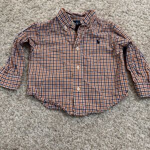 Ralph Lauren Kids Orange and Blue Plaid Shirt